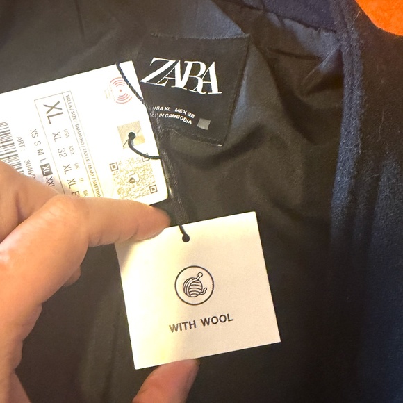 Zara black wool blend belted coat NWT - Picture 8 of 10